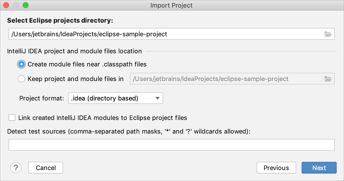 Importing a project from Eclipse