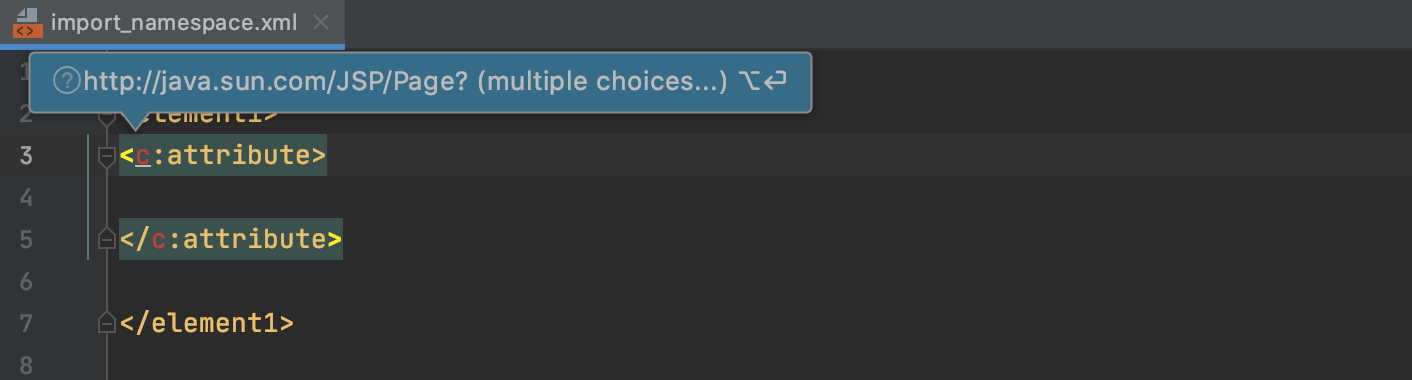 Tooltip: Reference to an unbound namespace