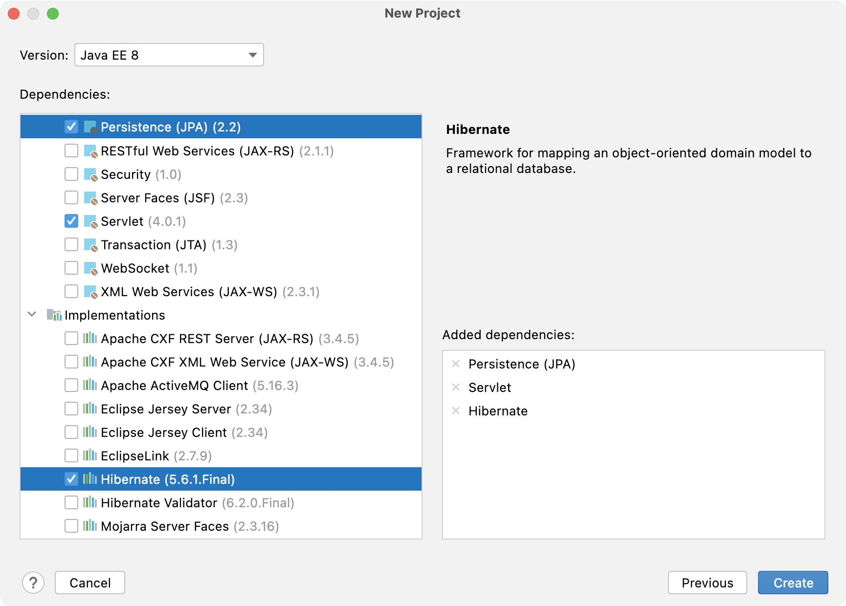 New Java Enterprise project with JPA and Hibernate