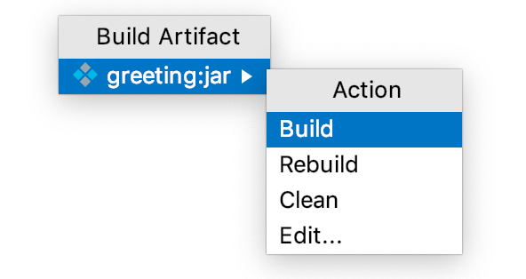The Build option in the Build Artifact menu