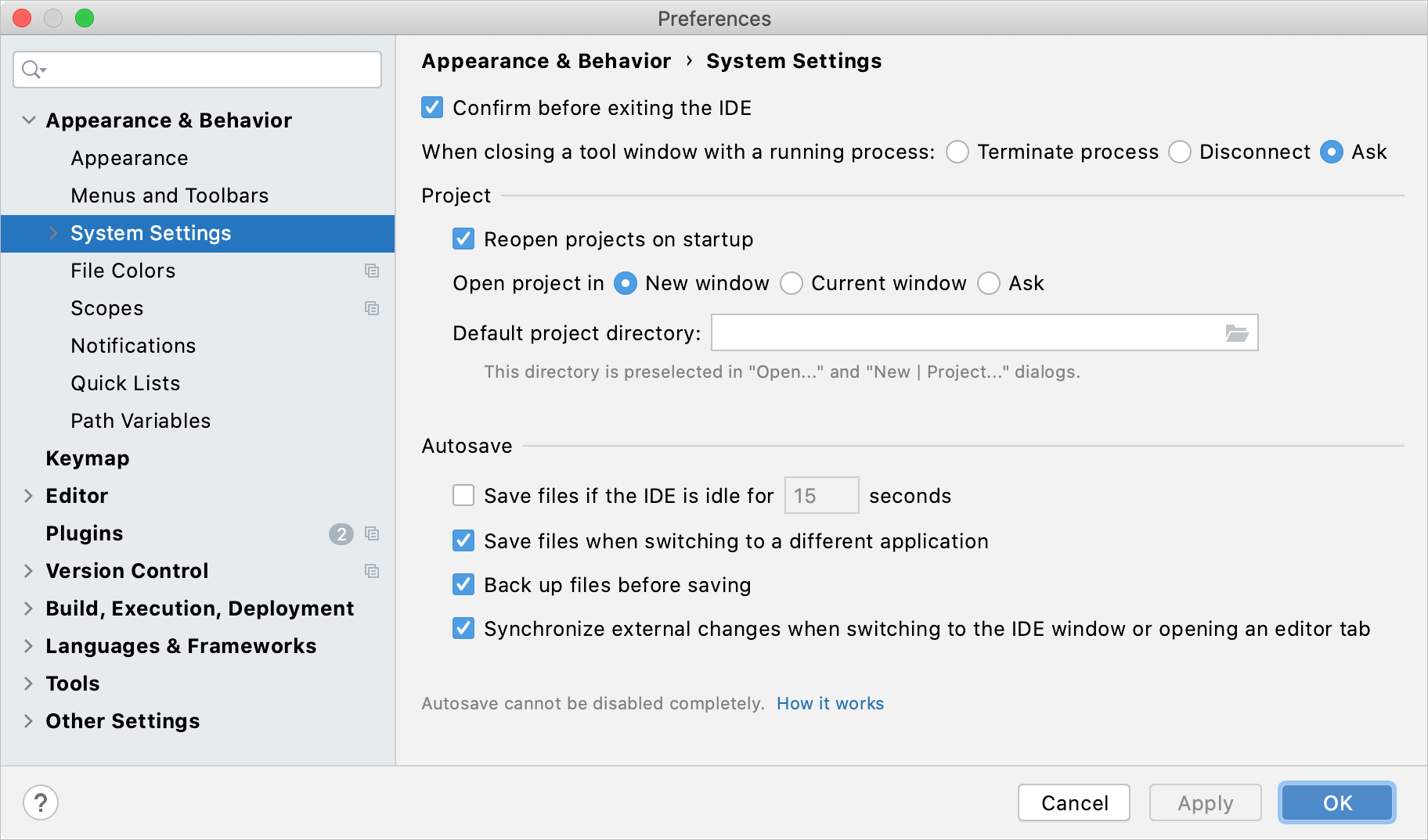 Configuring the system settings