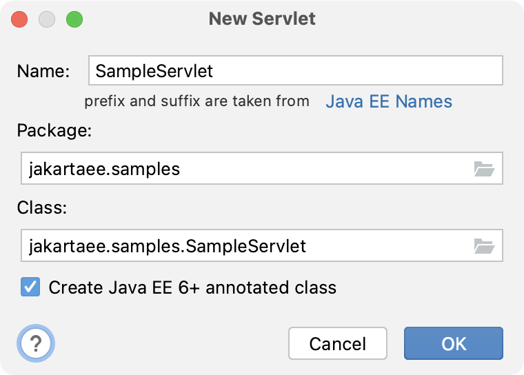 Creating a new Servlet