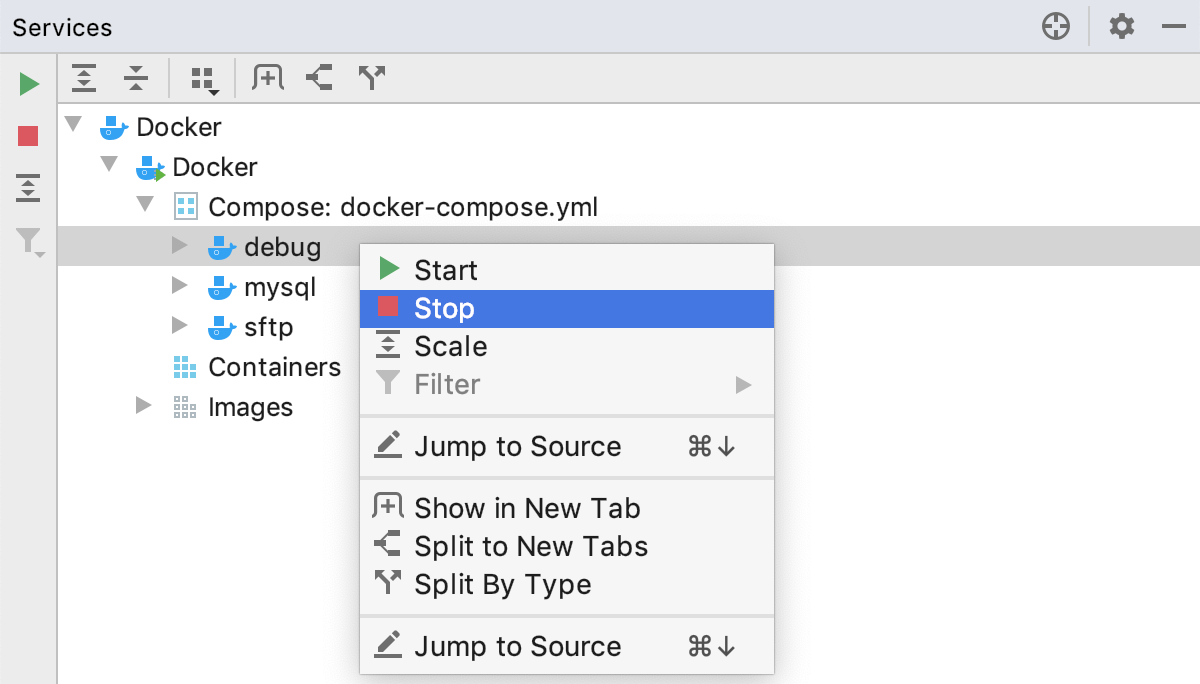 The Stop context menu item