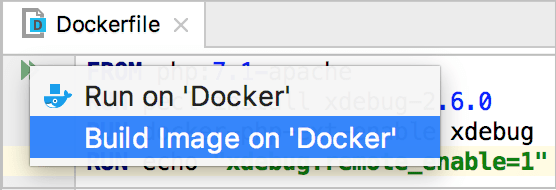 The Run on Docker popup