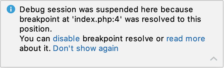 Resolved breakpoint notification