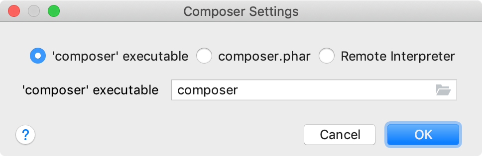 the Composer Settings dialog