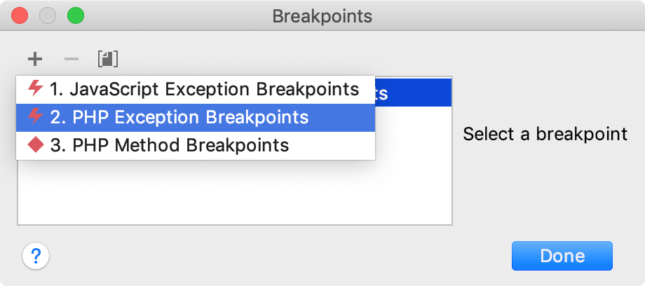 creating an exception breakpoint