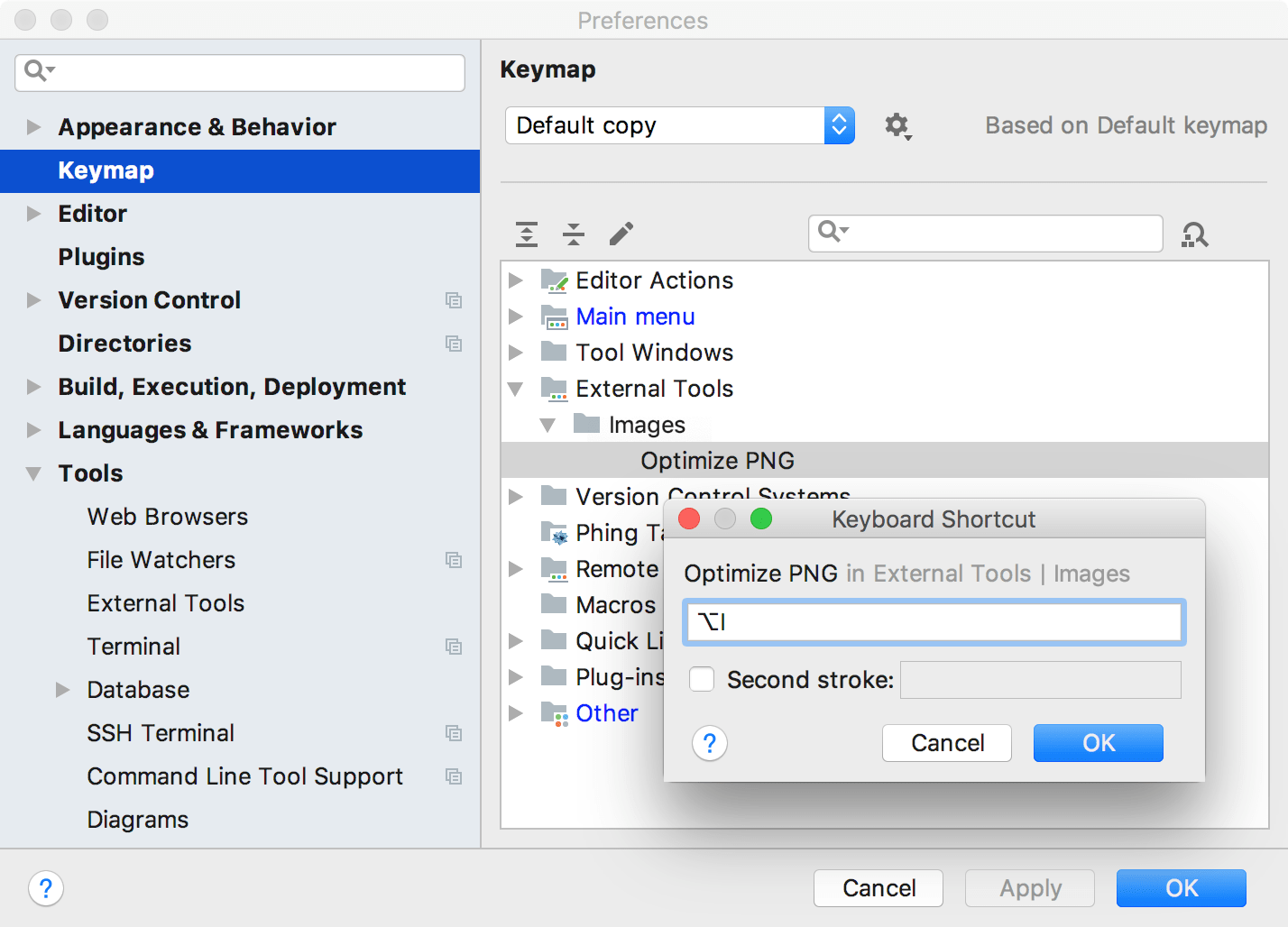 Create a shortcut for an external tool