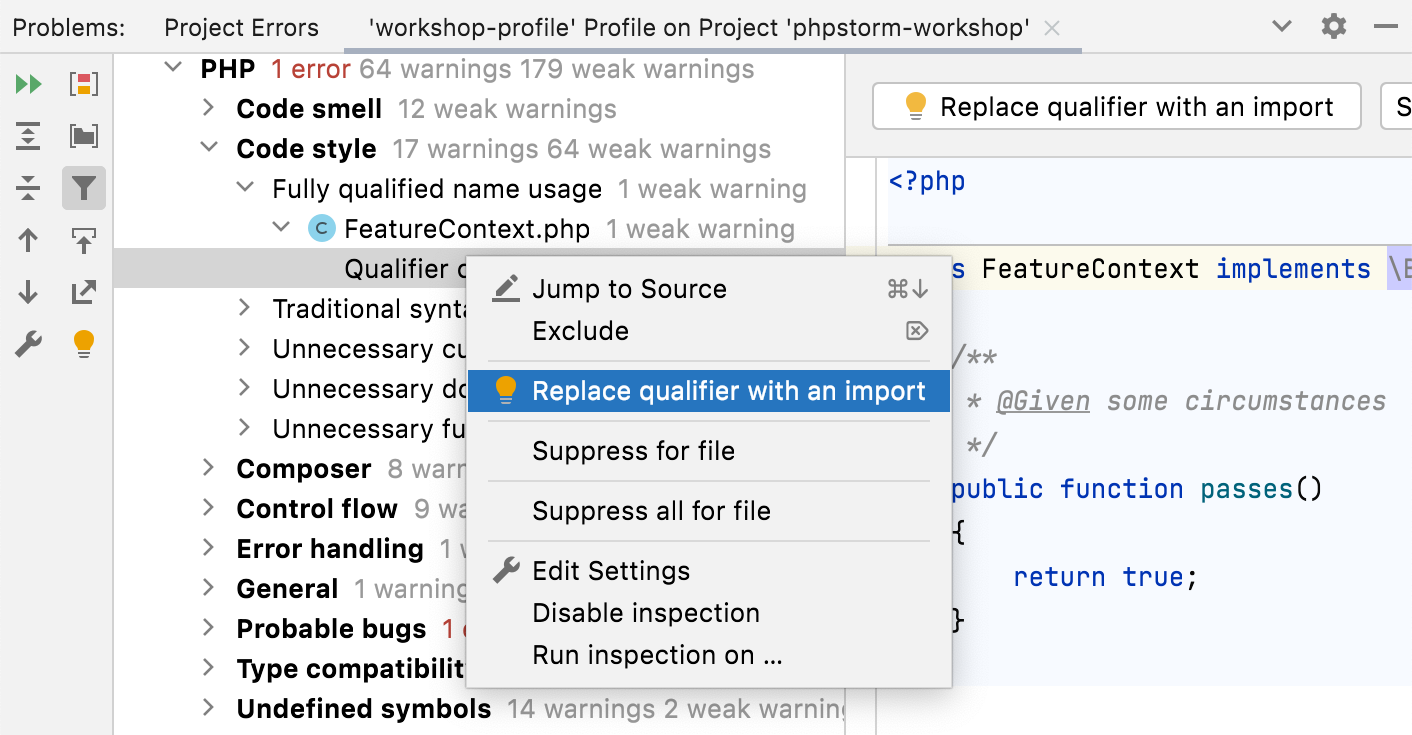 Inspection results tool window