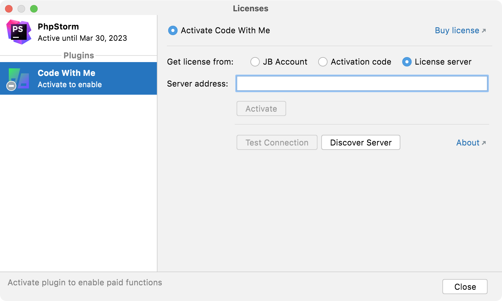 Phpstorm license server