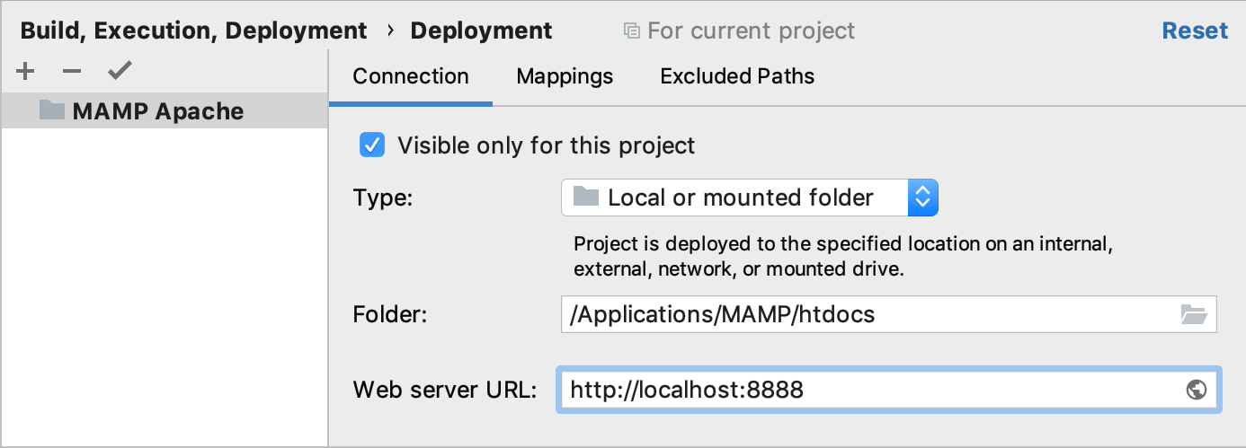 MAMP server configured