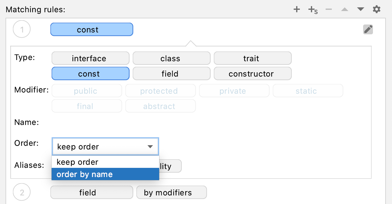 Matching rules example