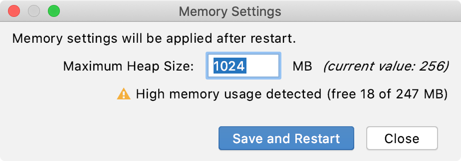 change -Xmx in Memory Settings