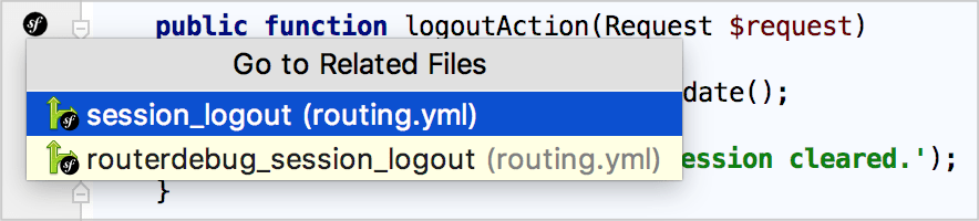 Navigate to Symfony related files