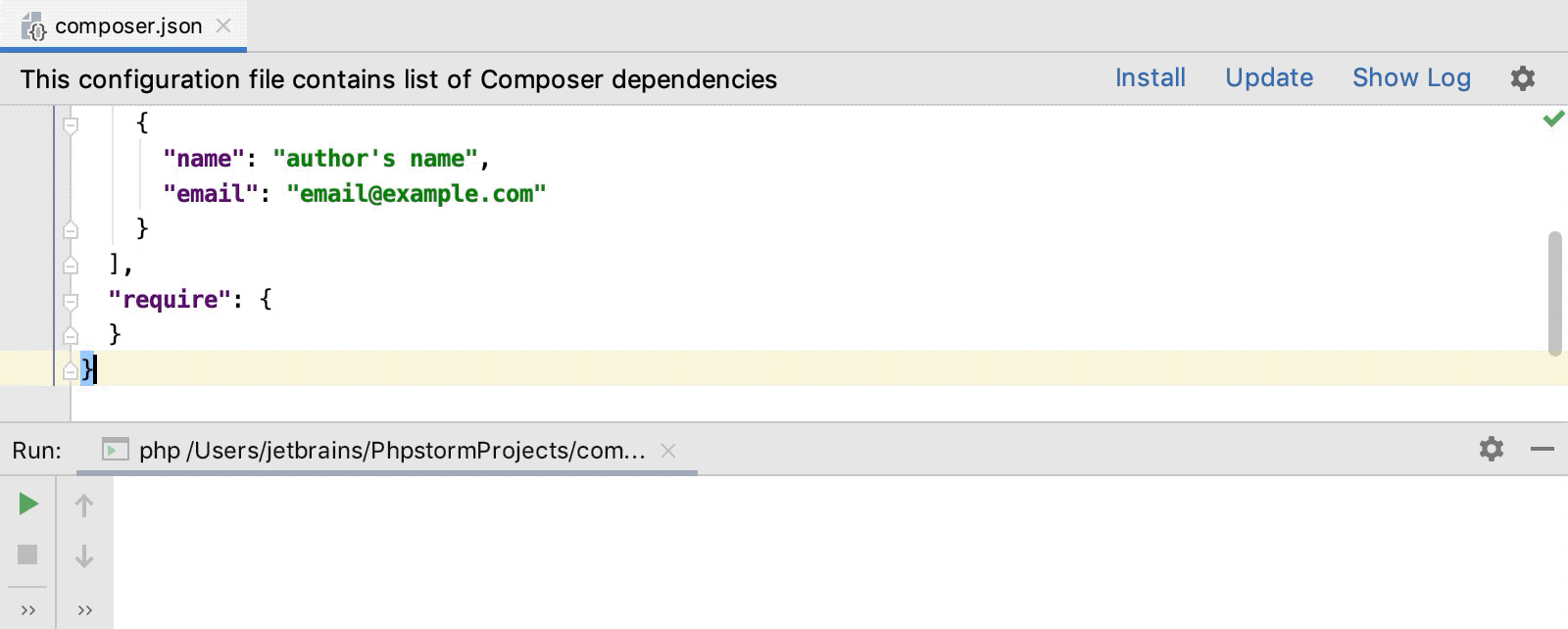 Running a composer command