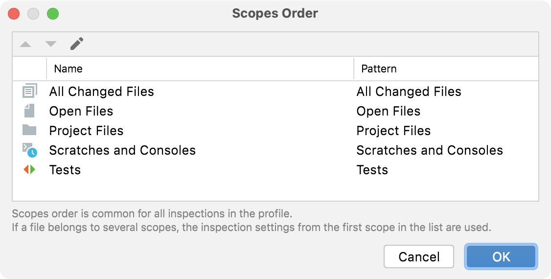 Changing the order of scopes