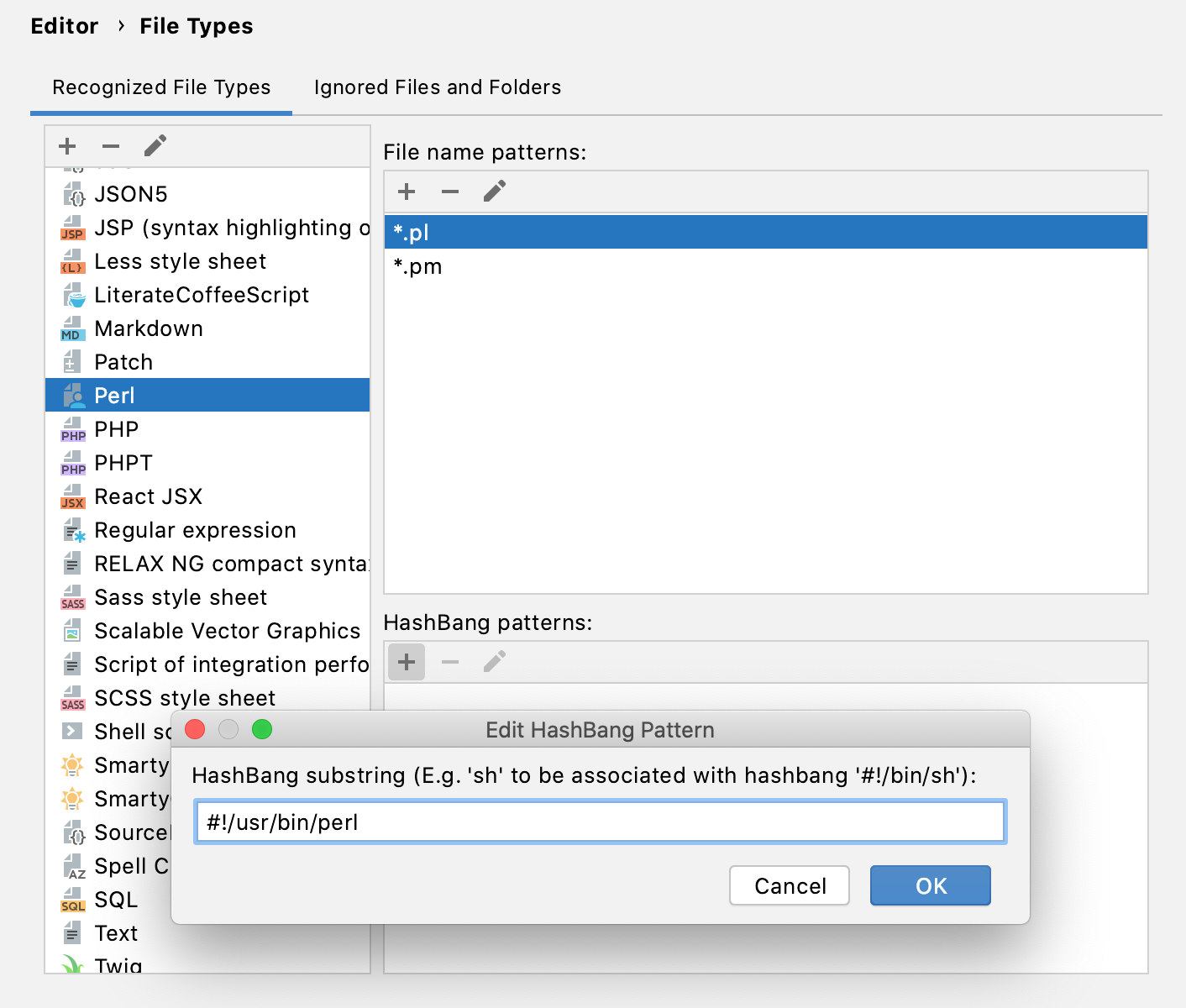 Configuring a shebang command for Perl