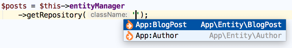 Symfony Doctrine repository completion