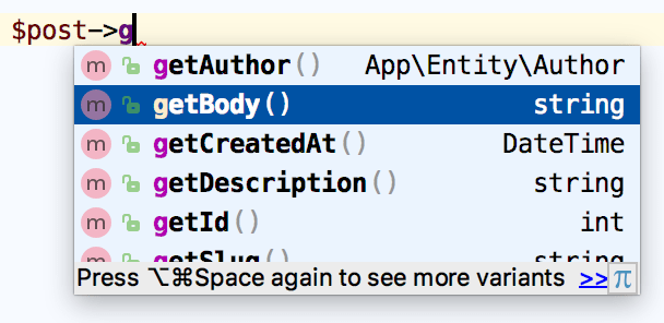 Symfony Doctrine repository entity completion