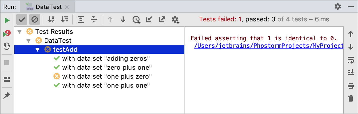 Test runner in the Run tool window