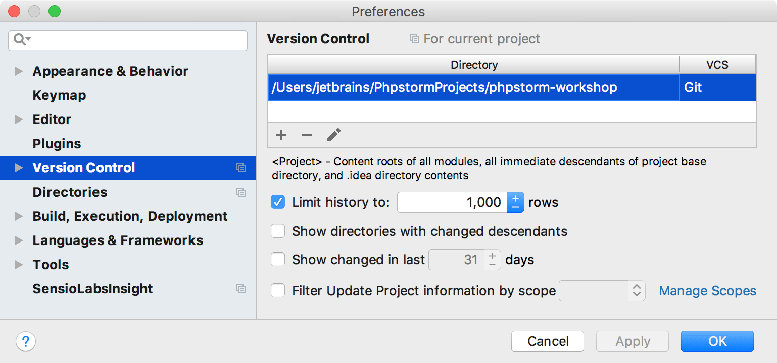 Version Control System settings