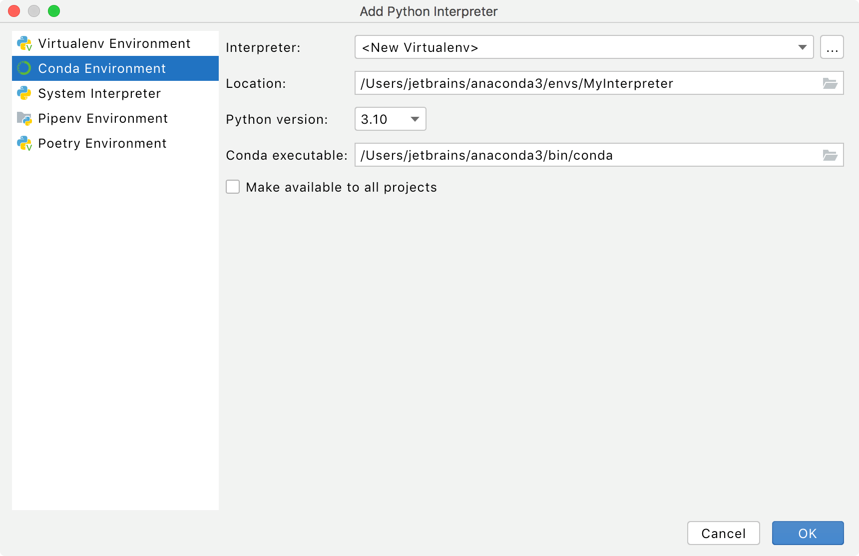 New Conda environment