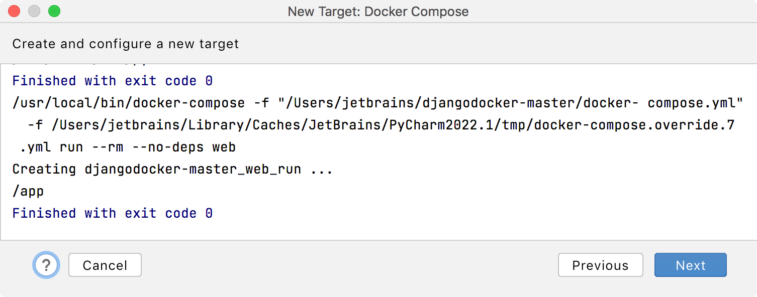 Configuring
                                    a Docker Compose target