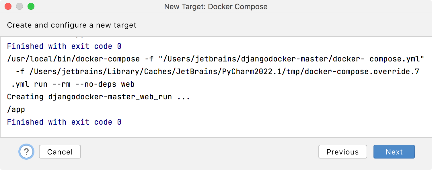 Configuring
                  a Docker Compose target