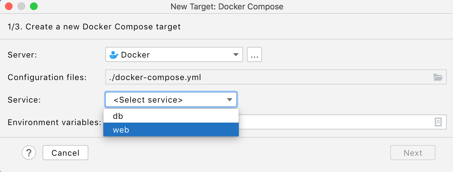 Creating a new Docker Compose target
