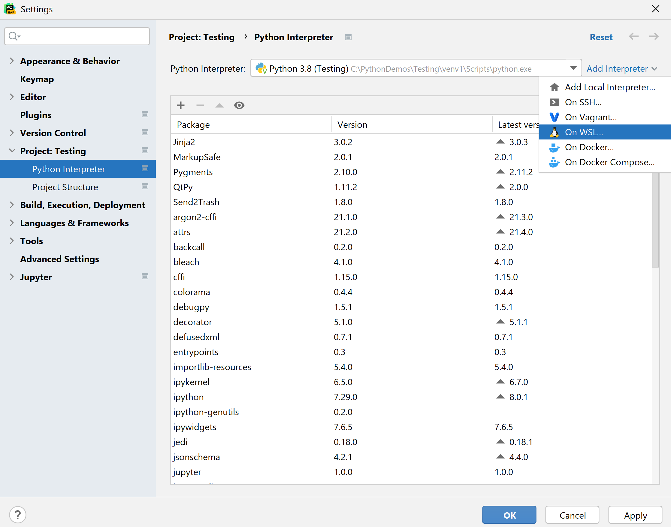 Add a WSL interpreter