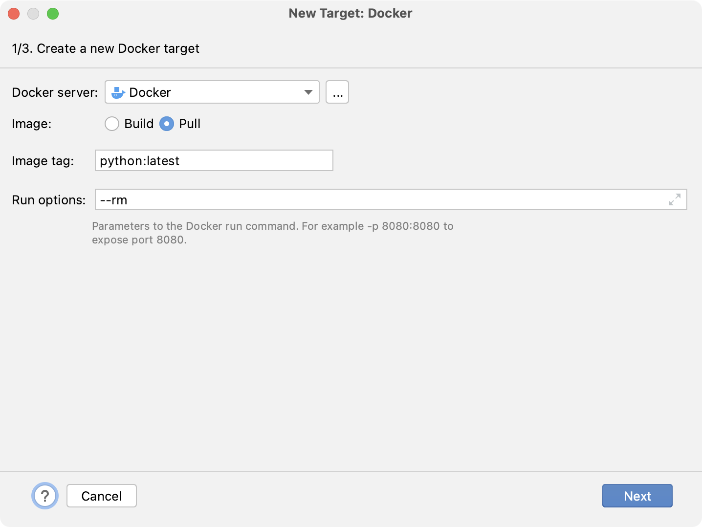 Creating a new Docker target