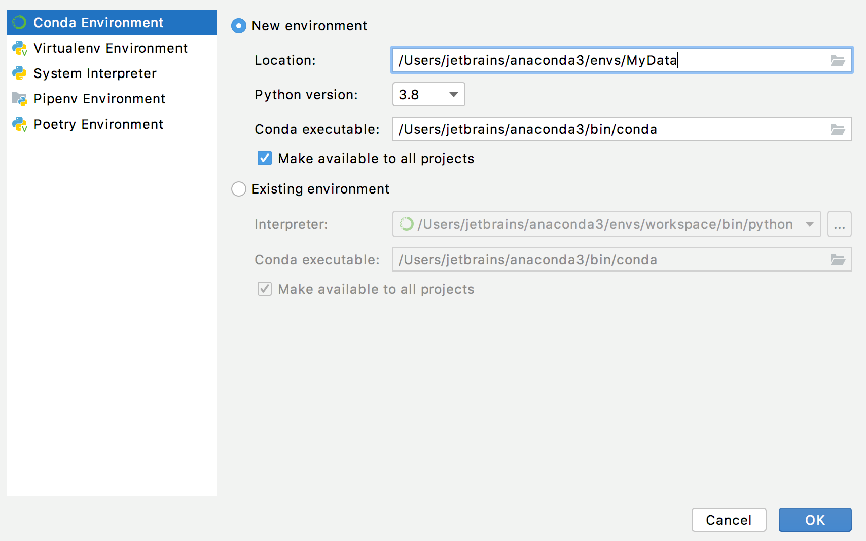 New Conda environment