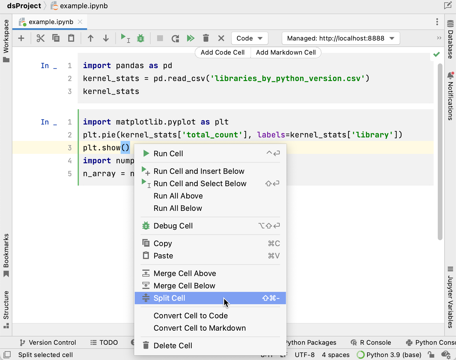 Splitting code into cells