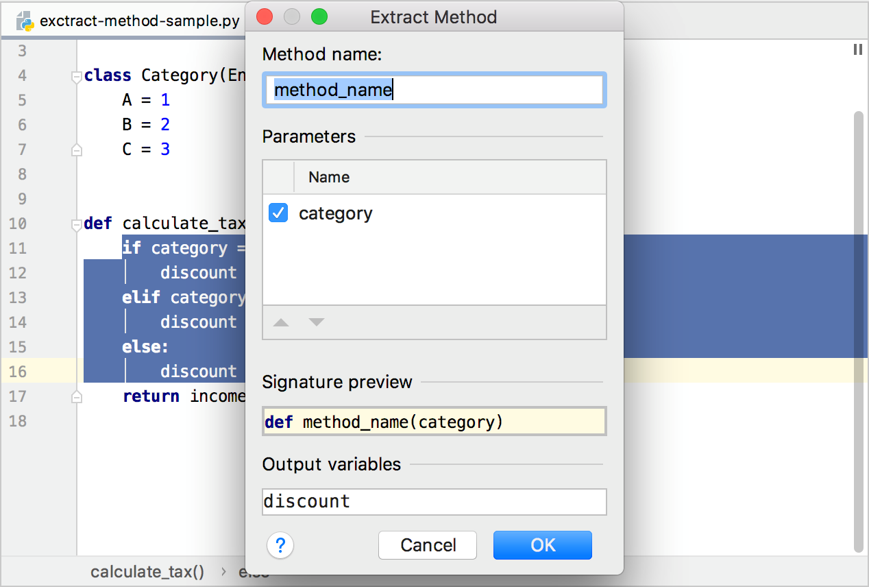 Extracting a method