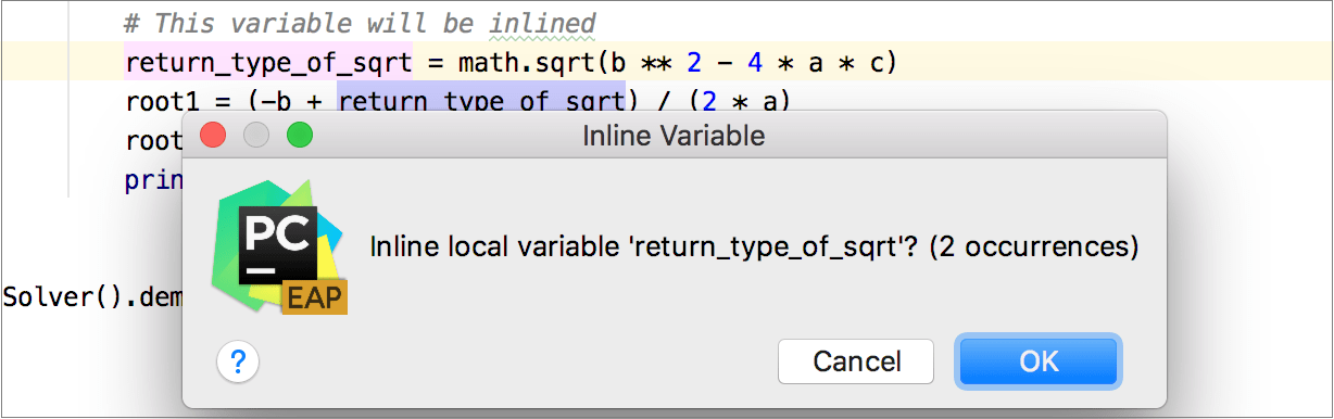 Inline dialog