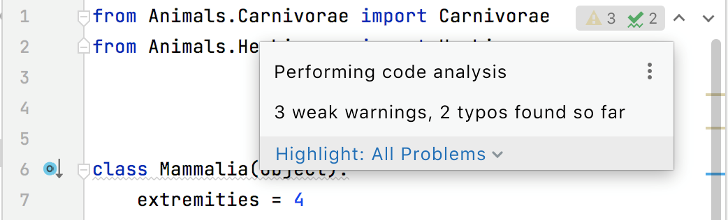 Code analysis summary for a file