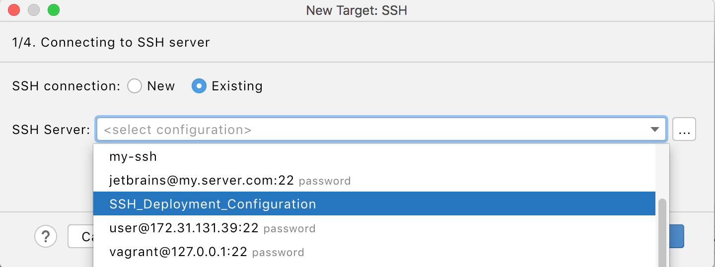 List of existing SSH configurations
