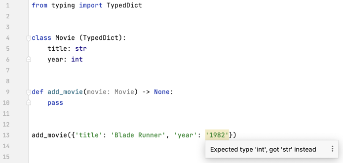 Type validation for the TypedDict class