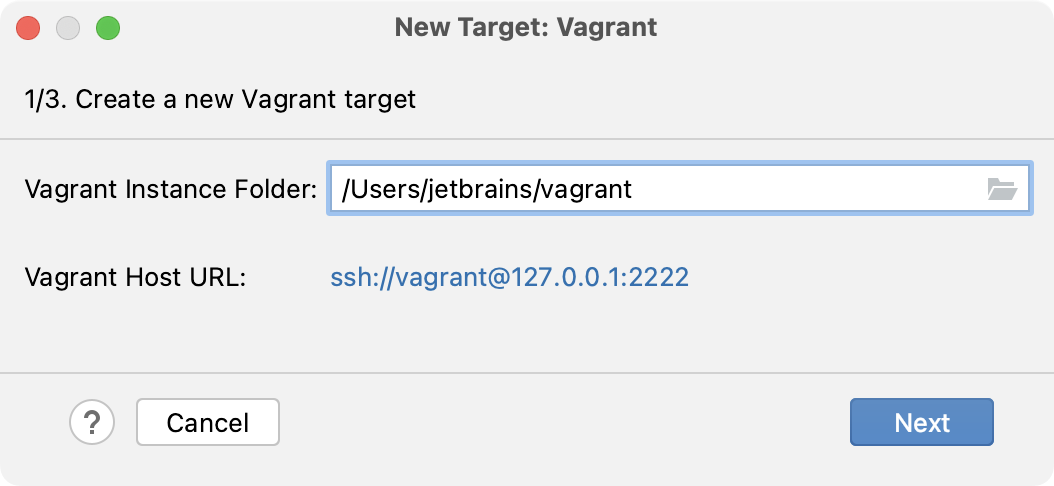 Specifying the Vagrant instance folder