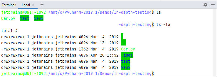 Terminal in WSL configurations