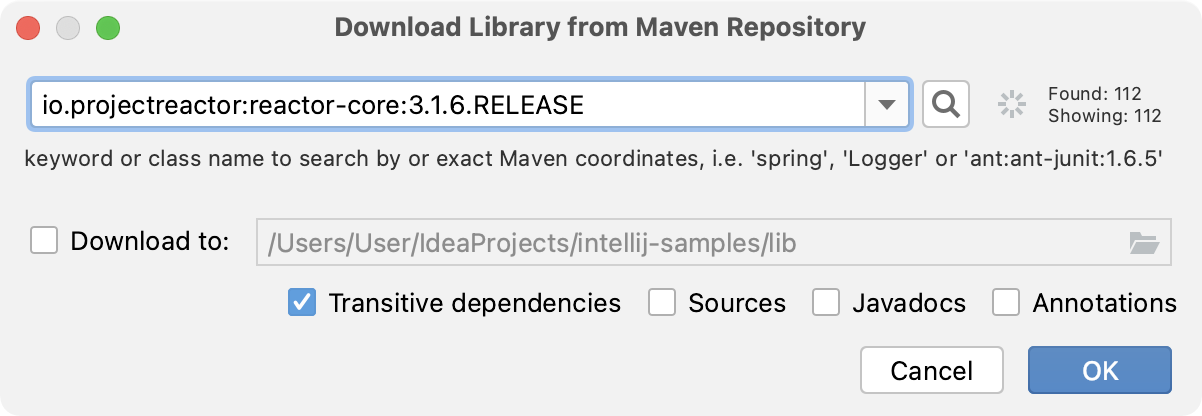 Adding the Reactor library from Maven