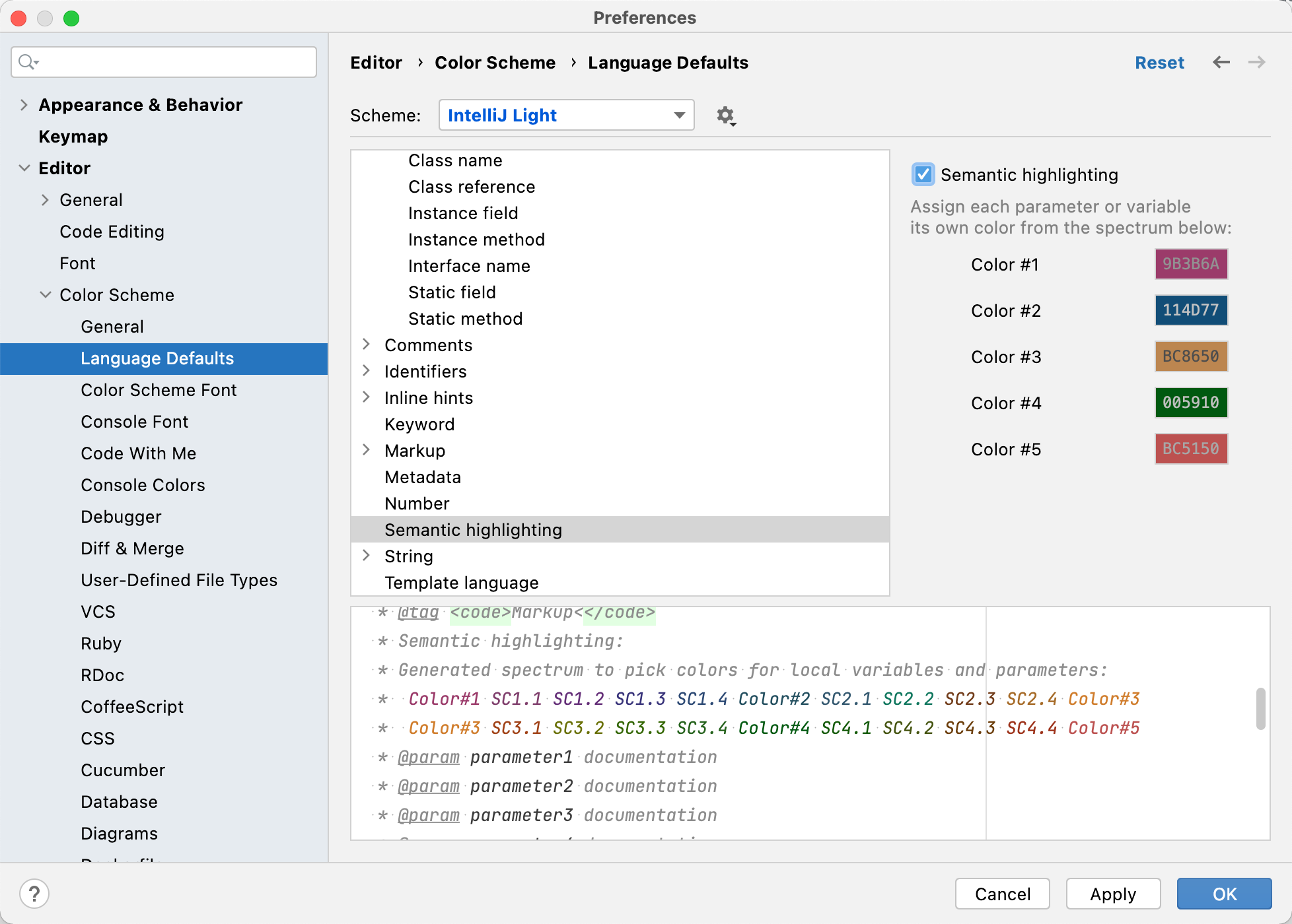 Semantic highlighting