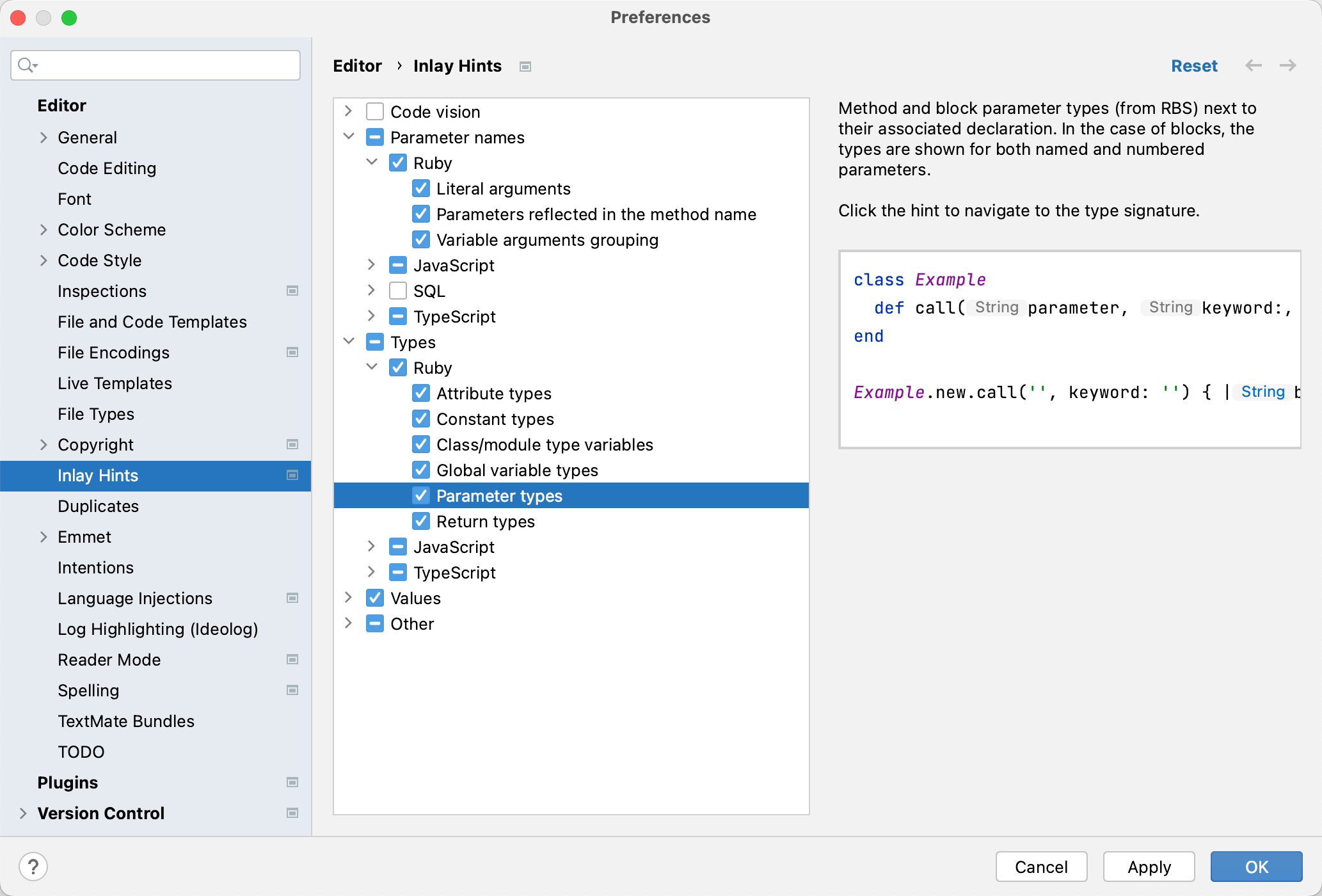 Configure inlay hints