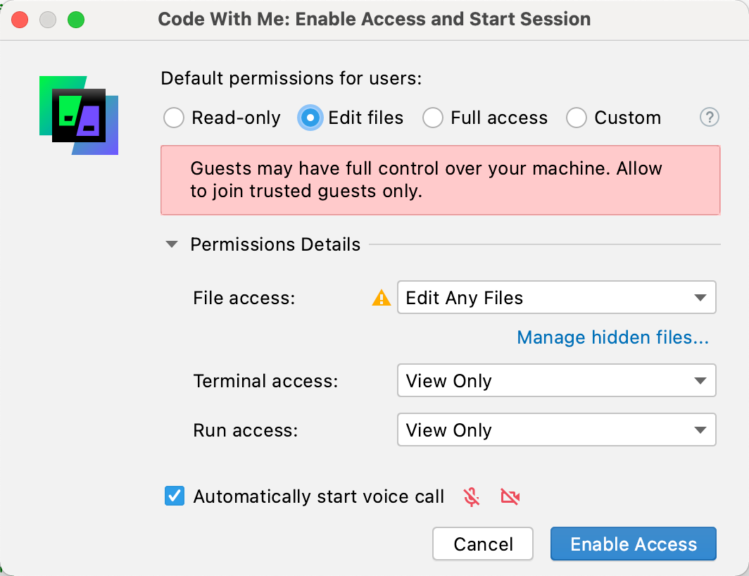 Edit files permissions