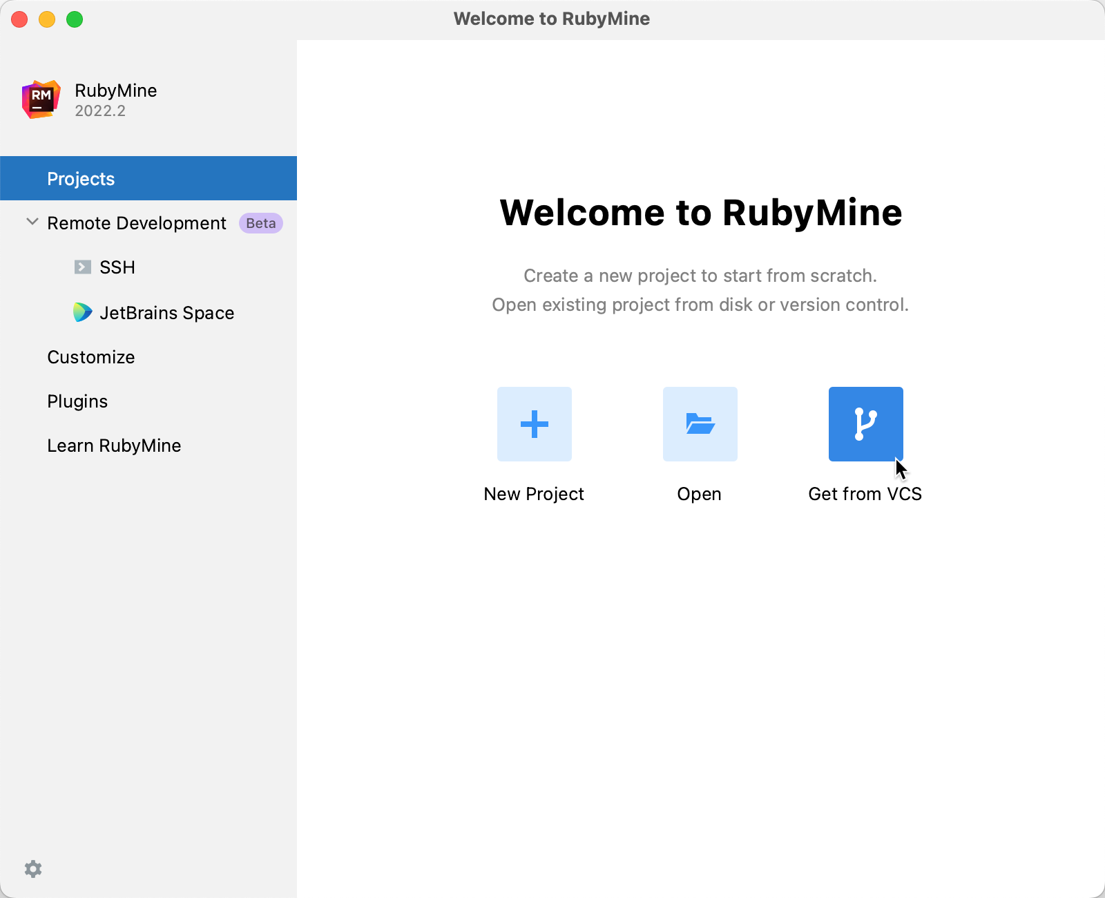 Welcome Screen / Get from Version Control