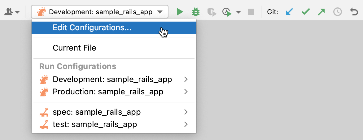 Run configuration selector