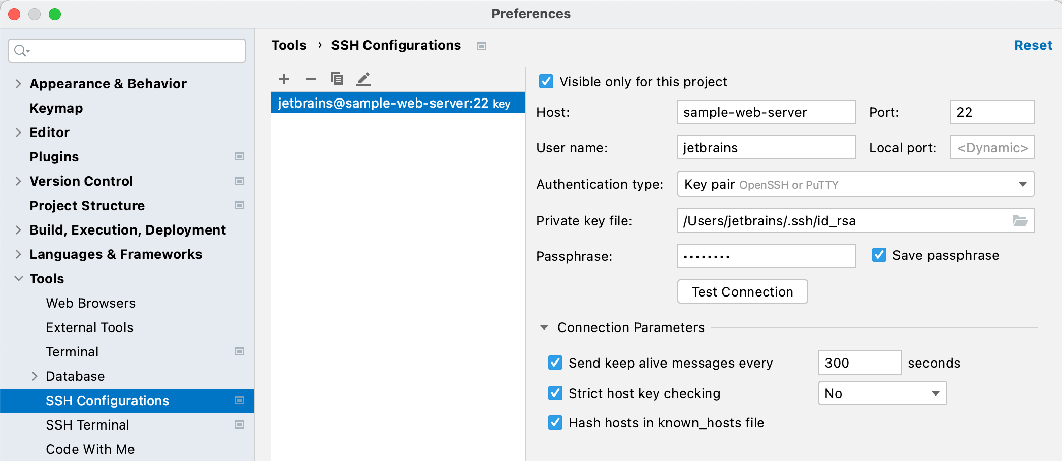 SSH configuration settings