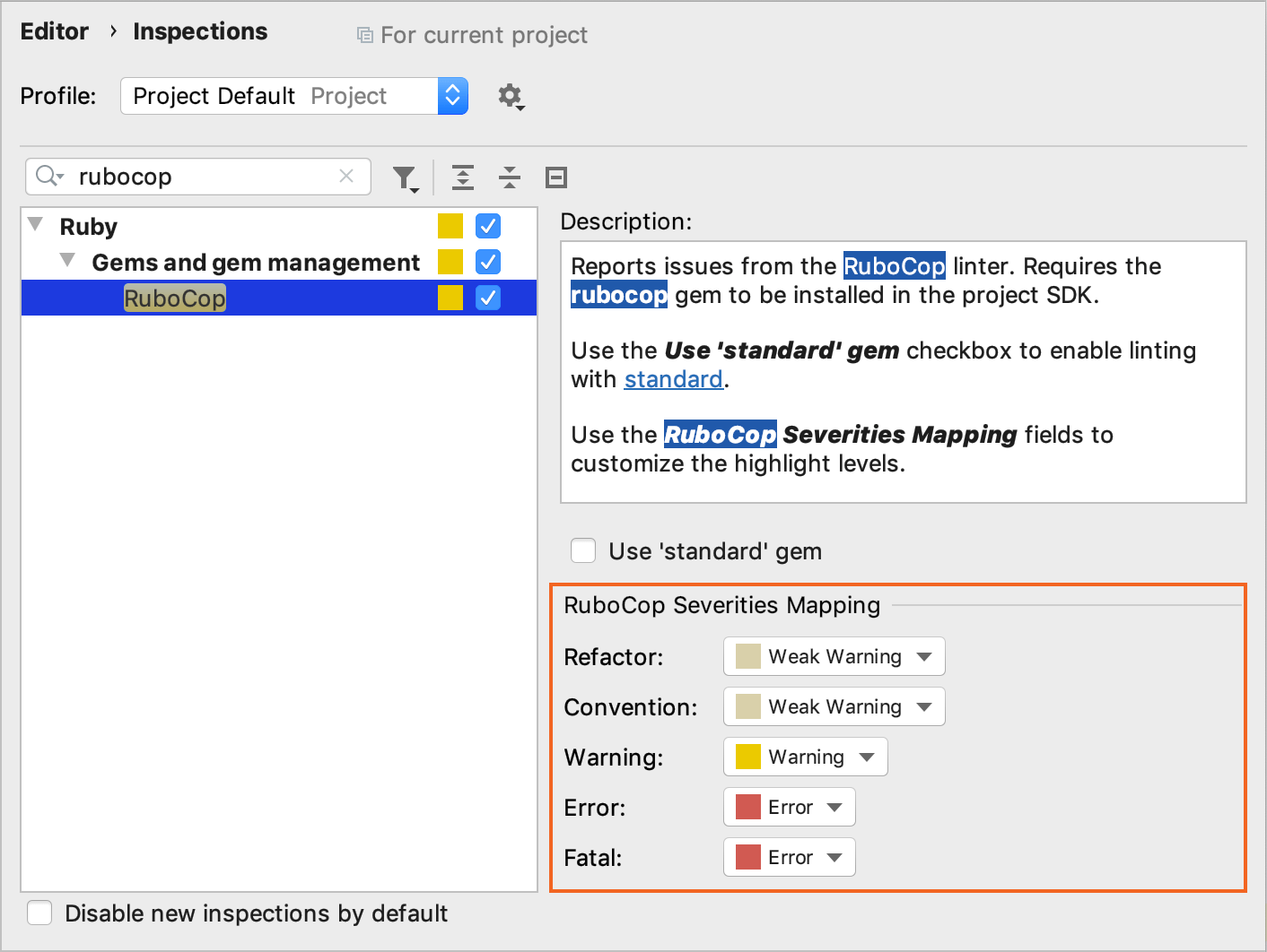 Severity mappings