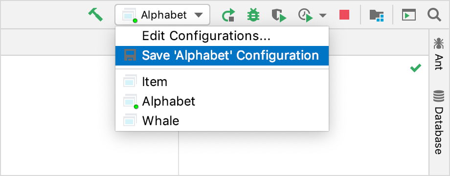 Save a temporary run configuration