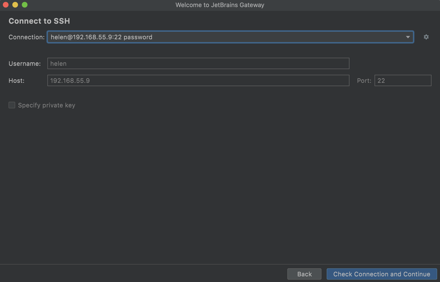 SSH settings